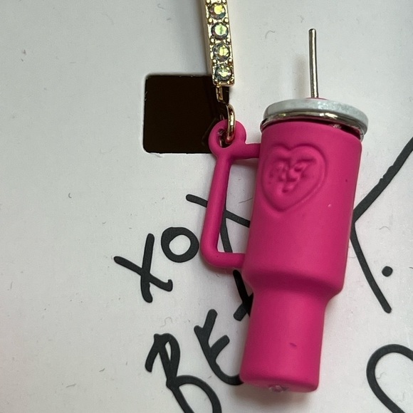 BETSEY JOHNSON Earrings Pink Stanley Cup Inspired Tumblers NEW - Picture 3 of 11